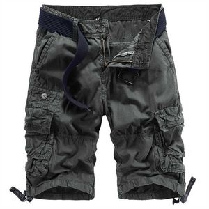 Pantaloncini cargo di marca Uomo Multi tasche Spiaggia Stile militare Abbigliamento da combattimento casual Pantaloni in cotone tinta unita 08 210714