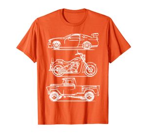 Car Truck Motorcycle Vehicle Outline Design T-Shirt