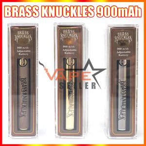 E Cigarette Brass Knuckles Battery 900mAh Gold Wood Silver Recarregável VV Preheat Batteries Vape Pen Para 510 Thread Cartridges