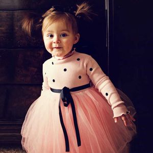 Baby långärmad klänning för flicka barn kostym gåva skolan bär barn fest klänningar för tjej 1 2 3 4 5 år semester kläder Q0716