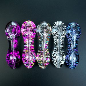 5" Glycerin Glass Smoking Hand Pipes 140g Beautiful Water Bong Tobacco Accessories Dab Rig Art Oil Burner Spoon Gift