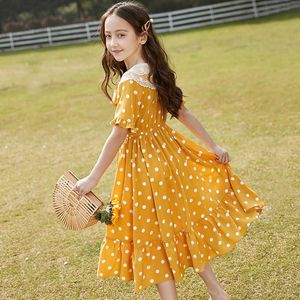 Dziewczyny Sukienki Księżniczki Dzieci Dresses 12 Letni Cienka Szyfonowa Nosić Dzieci Dziewczyna Letnia Ubrania Nowa Cute Dress 8 9 10 11 q0716