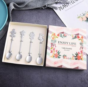 Stainless Steel Coffee Spoons Christmas Gifts Tableware Dessert Spoon Ice Cream Candy Tea Honey Spoon Tablewares xmas Gift HH21-837