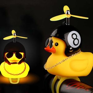 Luminous Standing Pat Duck Anel Alarm Chifre com Nível 3 Capacete Pequeno Pato Amarelo Road Road Bicicleta Motor Capacete Ciclismo Acessórios