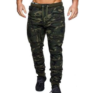 Mäns jeans kamouflage streetwear byxor män sport leggings fitness harem byxor slim passform sweatpants elastiska midja joggare