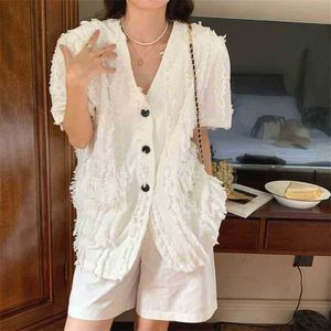 Moda coreana borla escritório senhora casacos soltos streetwear tops suaves femme chique verão todas as casas de jogo 210525