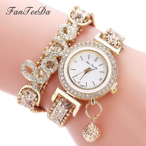 Ladies Quartz Armbanduhren Luxusuhren mit Lederband und stilvollen Strasssteinen