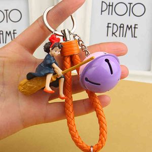 Miyazaki Hayao Animated Film Kiki's Delivery Service Keychain 3D PVC Doll Keyrings Pendant for Women Bag Charms Car Accessories