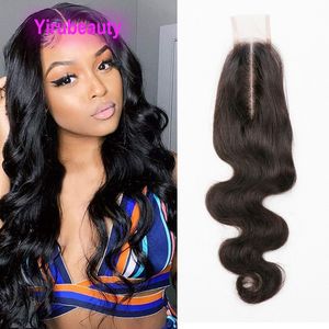 Indiano 2X6 Lace Encerramento Cabelos Do Bebê Em Linha Reta Onda Profunda Yaki Parte Do Meio 12-24 polegada Atacado Remy 100% Cabelo Humano Top Fechamentos Yirubeauty 5 Peças