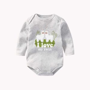 Ysculbutol Little Sheeps My Twin Baby Bodysuit Funny Baby Shower Gifts Cute Llamas Outfit for Twins Boy Girl. G1023