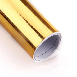 30cm x 152cm Golden Chrome Arr espelho livre de vinil filme adesivo de filme decalque 12 