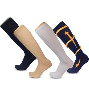 Spor çorapları saf renk varisli damar çorapları ağrı kesici nötr diz boyu sıkıştırma uyluk yüksek çorap sporları için diz