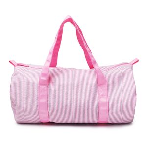 Çocuk Seersucker Duffel Çanta 25 adetgrup ABD Yerel Depo Çizgili Toddler Seyahat Varil Çanta Gecelik Duffle Çanta Tiki Çocuk Seyahat Tote DOMIL106-1494