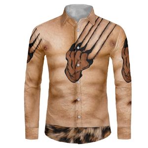 Wholesale six pack muscles for sale - Group buy Men s Casual Shirts Long Sleeve For Men Funny Six pack Abs Muscle With Print Mens Customized Button Down Shirt