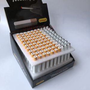 100 st cigarettform Rökpipor mm mm Mini Hand Tobaksrör Snuff Tube Aluminium Keramiska Tillbehör En Hitter Bat