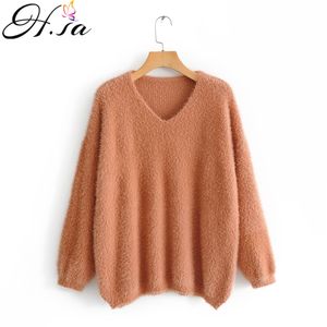 H.SA Sweters Mulheres Invierno Manga Comprida Sofft Quente Grosso Mohair Malha Jumpers Oversized Winter Sweater Pullovers Pullovers Femme 210417