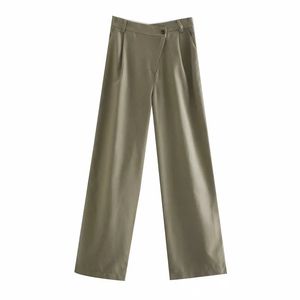 Höst Produkt Mid-High Midja Asymmetrisk Drape Suit Wide Lep Loose Slim Trousers Women 210521