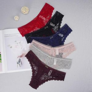 Women's Panties 6pcs/lots Women Lace Thongs Sexy Seamless Underwear Tangas Transparent Hollow Ladies G-Strings Low-rise Erotic Lingerie