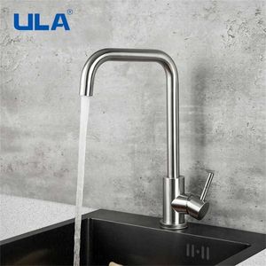 ULA Kitchen Faucets Stainless Steel Tap Mixer Single Handle Hole Sink 211108