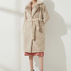 Wixra Senhoras Faux Couro Long Coats Femme Bolsos Macio Mink Fur Womens Trendy Street Estilo Solto Short Outwear Inverno 211220