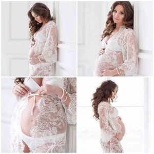 Maternity Pography Props Clothes Pregnancy Dresses For Pregnant Women Clothing Po Shoot White Black Lace Dress clothing 210721