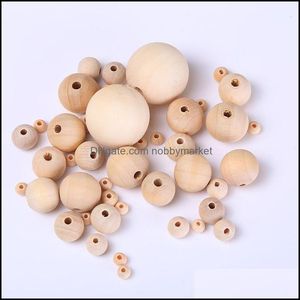 Drewno Luźne Koraliki Biżuteria WoodGrain White Round Spacer Koralik dla Bransoletka DIY Dokonywanie 6,8,10,12,14, 16mm Drop Dostawa 2021 OJ2II