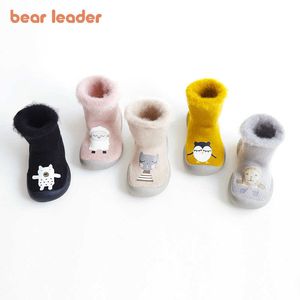 Urso Líder Bebê Meninos Meninas Dos Desenhos Animados Doces Sapatos Inverno Inverno Borracha NonsLip Meias Crianças Softs Sock ToDdler Assoalho Socas Sapatos 210708