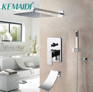 8/16 Inch Chrome Silver Rainfall Shower Faucet Tub Led Bathtub Rain Square Head Waterfall Spray Set Bathroom Sets