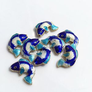 Cloisonne ручной работы Красочная рыба свободная эмалевая бусинка Филигранная меди.