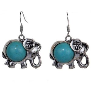 women's Elephant Tibetan silver turquoise Charm earrings fashion gift national style women DIY earring