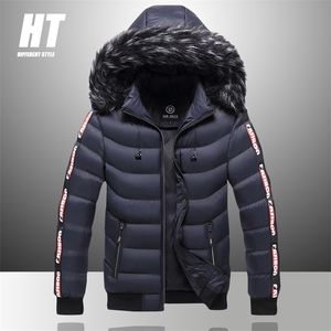 Kış Ceket Erkekler Kürk Yaka Sıcak Kalın Parka Erkek Giyim Termal Yün Liner Aşağı Palto Polar Kapşonlu Kar 210929