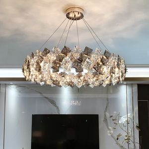 Light Luxury Chandelier Crystal Pendant Lampor High-end vardagsrum Modern Minimalistisk Sovrum Hotel Hall Art Decor Hanging Lamp