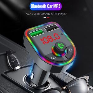 Bluetooth 5.0 FM Nadajnik Zestaw samochodowy Modulator MP3 Modulator Odtwarzacz Muzyka Bezprzewodowa Zestaw głośnomówiący Dwukrotnie Szybki ładowarka Dual USB Szybki samochód