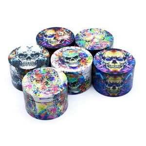 Rökning Färgrik Skull Ghost Zink Alloy 63mm Dry Herb Tobak Grind Spice Miller Grinder Crusher Slipning Hackad Hand Muller Cigarett Cigarhållare Verktyg DHL Gratis