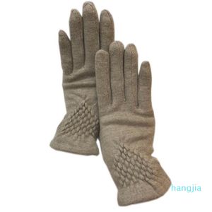 5本の指の手袋冬の女性ウールベージュ2021厚い暖かい、ファッション、秋、快適、アウトドアスポーツ、仕事、リジ