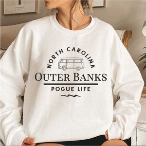 Outer Banks North Carolina Sweatshirt Vida Pogue Hoodies Sweats Paradise no Hoodie OBX Crewneck Moletons Mulheres Top 211117