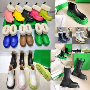 2021 Luxury Women Flash Botki Opony Prawdziwej Skóra Technika i Zimowa Kolana Half Boot Faliste Oversized Guma Round Toe Platform Platform Leather Pull na Ankleboot 35-40