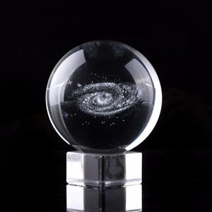 Articoli di novità 60mm Crystal Clear Ball 3D inciso al laser Galaxy vetro decorativo Feng Shui Art Decor Accessori Miniature regali