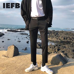 IEFB الرجال ارتداء الربيع دعوى السراويل الكورية الأزياء سليم عارضة السراويل السوداء جميع السراويل الذكور 9Y2256 210524