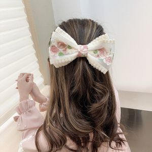 Hair Clips Barrettes Lace Embroidery Big Bow Hairpin Web Celebrity Back Tuck Comb Headdress Clip the Fairy Wind Accessories