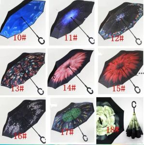 Reverse Umbrellas Windproof Reverse Layer Inverted Umbrella Inside Out Stand Windproof Umbrella Inverted Umbrellas sea shippin CG001