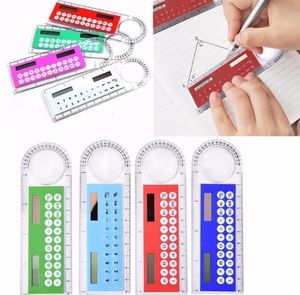 500 pcs mini portáteis de energia solar calculadoras criativas multifunções régua estudante governantes calculadora presentes sn2684