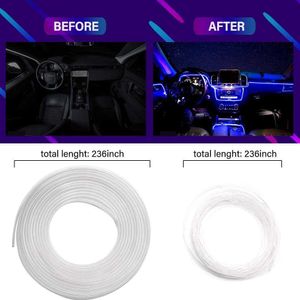 6 in 1 6M RGB LED Car Interior Luce ambientale Strisce in fibra ottica con controllo app Lampada decorativa per atmosfera automatica3157