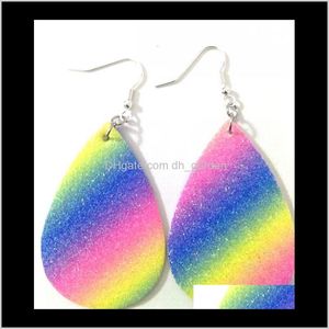 Stud Jewelry Delivery 2021 Feather Printed Leopard Print Teardrop Earrings Faux Leather Water Drop Earring Mixed Colors Pnsbh