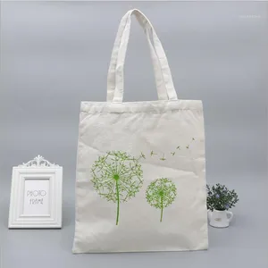 Gift Wrap Folding Shopping Bag Eco-friendly Reusable Portable Shoulder Fashion Dandelion Pattern Customizable Logo Advertising GiftBag