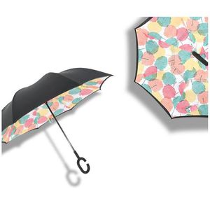 Wholesale anti sun car resale online - Umbrellas Handle Windproof Reverse Folding Umbrella Man Women Sun Rain Car Inverted Double Layer Anti UV Self Stand Parasol