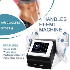 4 Handtag Luftkylning HI-EMT Slimming Machine Hög intensitet Pulsed EMS Elektromagnetisk muskelstimulator Body Sculpting System för muskler byggnad