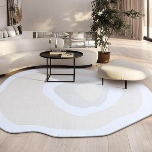 Japanese Style Oval Carpet Living Room Irregular Dining Coffee Table Floor Mat Home Nordic Thick Rug For Bedroom Office Decor Carpets