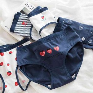 5 pçs / lote Impresso Pantie Algodão Underwear Seamless Beanties Adorável Meninas Respirável Briefs Sexy Lingerie Bonita Lady Boxers 210730