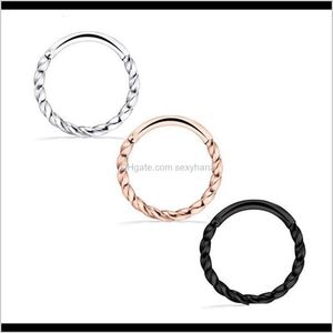 Rings Studs Fashion Simple Stainls Steel Twist Round Nose Anti Allergy Closed Ring Puncture Jewelry Bv3Ro Syxqh